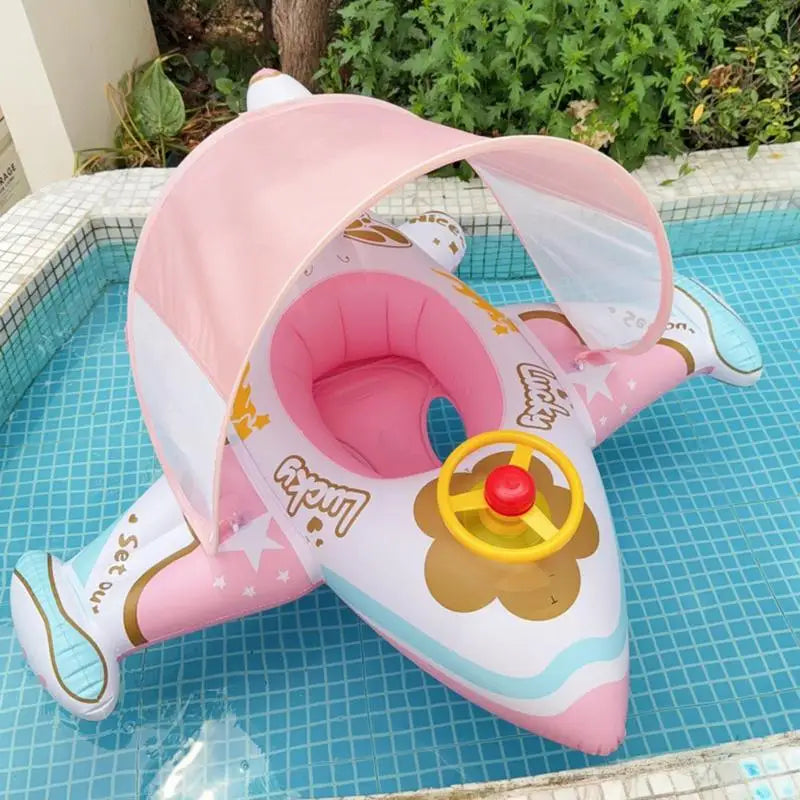 【Seasonal Sale】 Airplane Float For Pool Inflatable Pool Float With Sunshade Swimming Ring Lounger Comfortable Outdoor Water Play Fun For