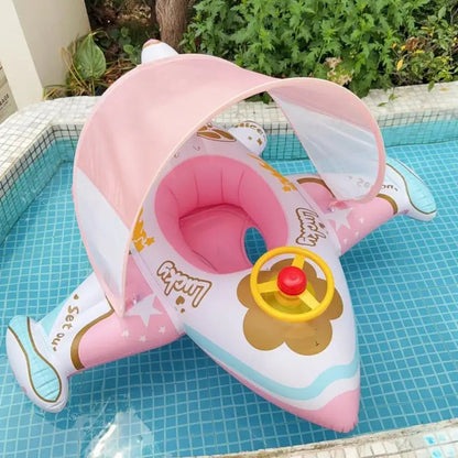 【Seasonal Sale】 Airplane Float For Pool Inflatable Pool Float With Sunshade Swimming Ring Lounger Comfortable Outdoor Water Play Fun For