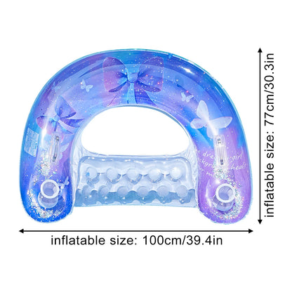 【High Cost-Performance】 1PC Glitter U-Shaped Inflatable Pool Hammock - Dreamy Floating Lounger Chair for Adults, Summer Water Relaxation