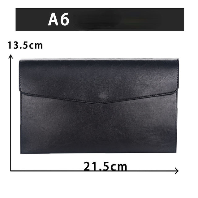 A6 A5 A4 Leather File Folder Data Package Document Bag Fashion Briefcase Data Contract Bill File Bag School Office Supplies