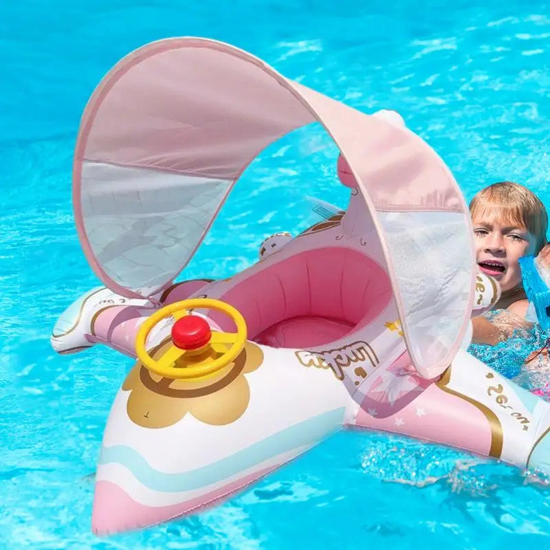 【Seasonal Sale】 Airplane Float For Pool Inflatable Pool Float With Sunshade Swimming Ring Lounger Comfortable Outdoor Water Play Fun For