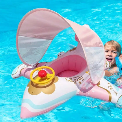 【Seasonal Sale】 Airplane Float For Pool Inflatable Pool Float With Sunshade Swimming Ring Lounger Comfortable Outdoor Water Play Fun For