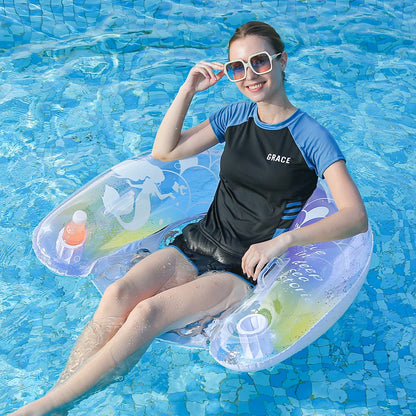 【High Cost-Performance】 1PC Glitter U-Shaped Inflatable Pool Hammock - Dreamy Floating Lounger Chair for Adults, Summer Water Relaxation