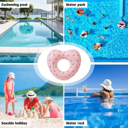 【Stylish】 Inflatable Pool Ring Heart Shape Pool Tubes Water Lifesaving Supplies for Beach Shower Wedding Bridal Engagement Graduation