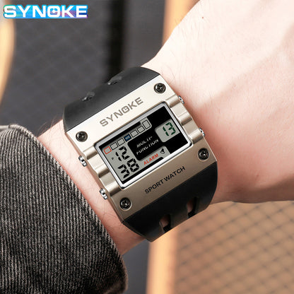 SYNOKE Digital Watch Men Sports Electronic Watch Waterproof Night Glow Large Screen Square Student Watch Outdoor New Color Trend