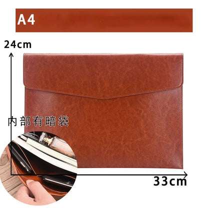 A6 A5 A4 Leather File Folder Data Package Document Bag Fashion Briefcase Data Contract Bill File Bag School Office Supplies