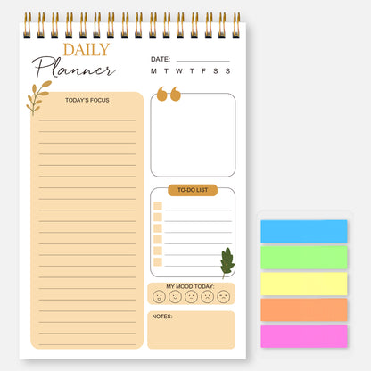 Daily Planner Notebook with Hourly Schedule, the Perfect Office Supplies, with Attached Color Index Stickers