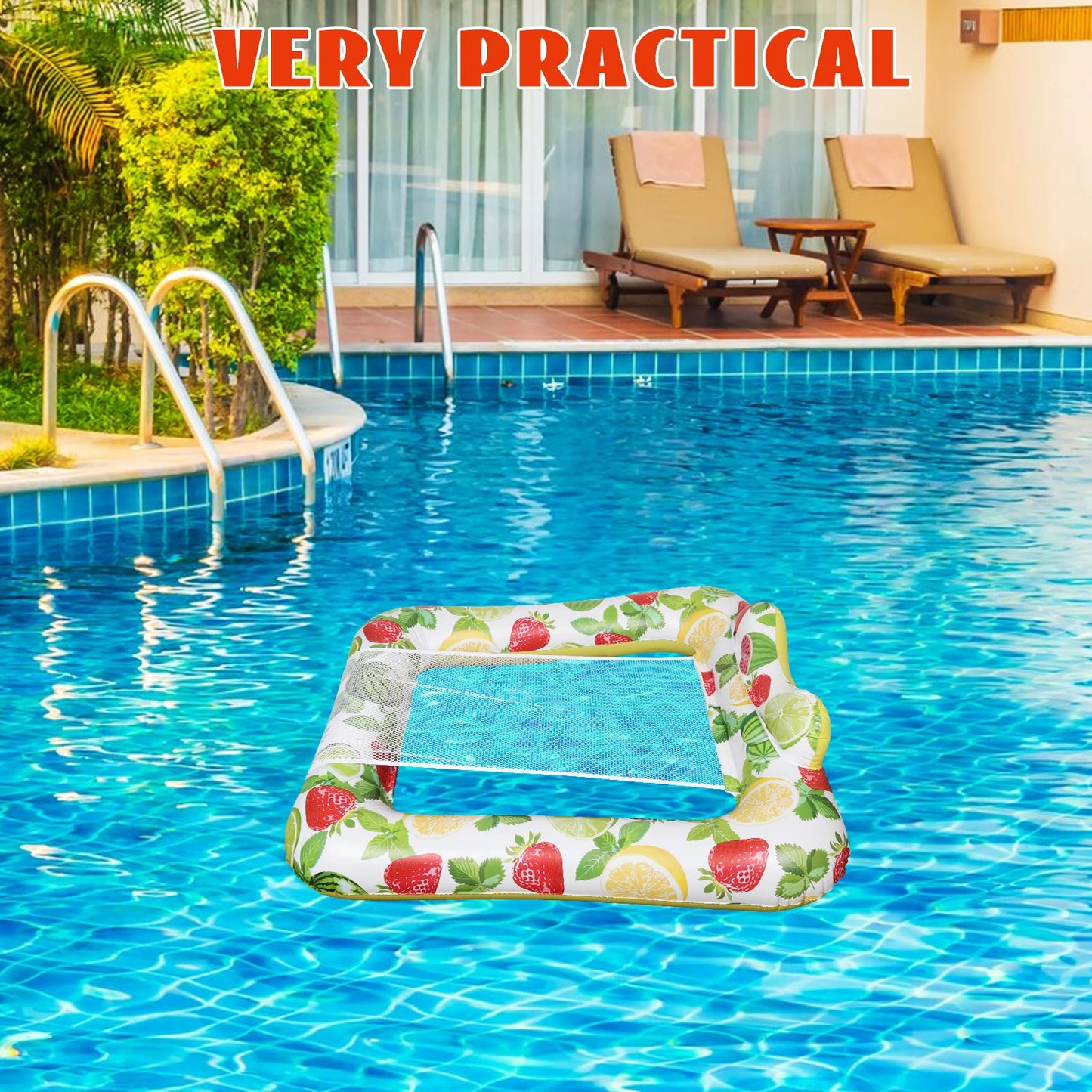 【Daily Deals】 Water Lounger Inflatable Floating Mat Row Pool Recliner Chair for Swimming Bed Floats Pools