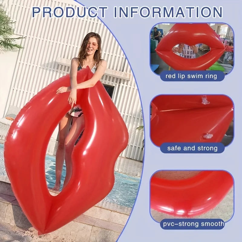【Discount】 1pc Giant Red Lips Pool Float-Inflatable Water Toy , Valentine Swimming Lounger Ideal for Summer Beach,Pool Party & Water Sport