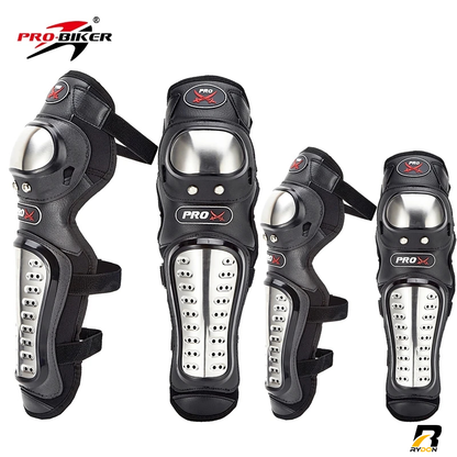 Pro Biker Pro X V1 Stainless Steel Motorcycle Knee and Elbow Guard Set 4pcs Outdoor Racing Protective Gear
