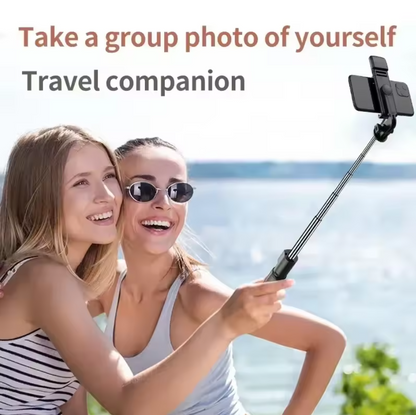 360° Rotating Selfie Stick with Built-in Light, Tripod Mount, and Wireless Operation - Black Plastic Selfie Stick for Group Photos, Travel, and Events, Selfie Stick for Phone, Event Photography, Sleek Design, Durable Construction