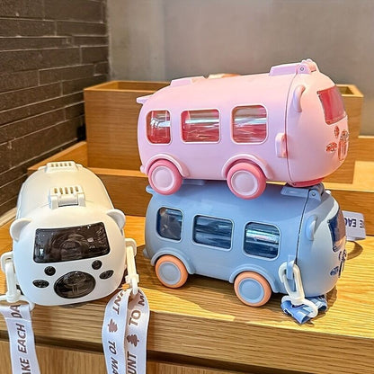 Car Drink Cup Portable Student Cup With SH Cute Water Bottle 17oz MA 500ml/Card Color BPA Free Kids Soft Straw Cup Baby Bus