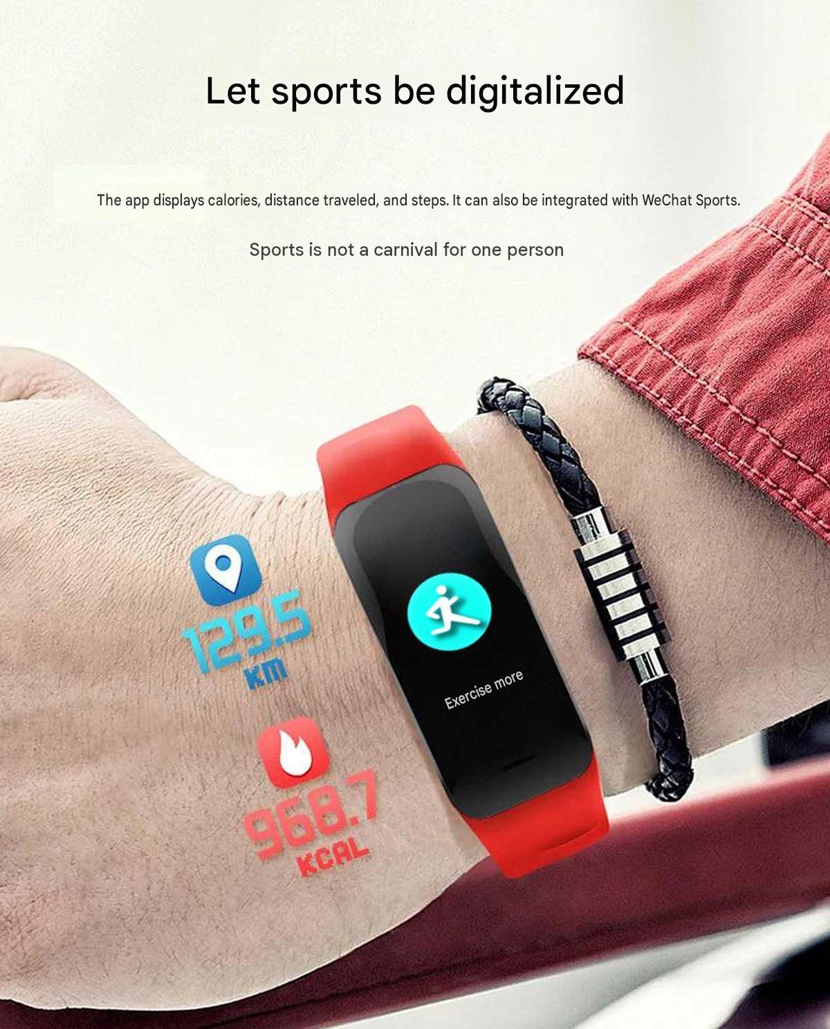 C1plus color screen smart bracelet waterproof heart rate meter pedometer heart rate blood pressure multi-functional sports bracelet cross-border