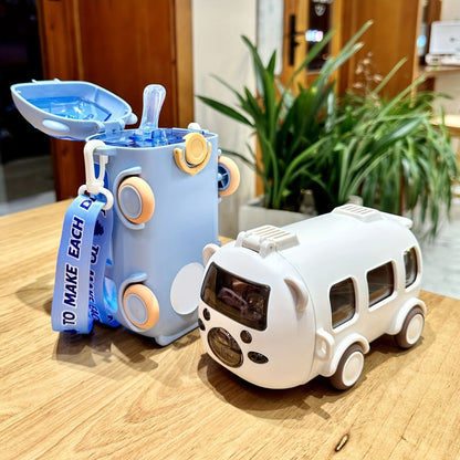 Car Drink Cup Portable Student Cup With SH Cute Water Bottle 17oz MA 500ml/Card Color BPA Free Kids Soft Straw Cup Baby Bus