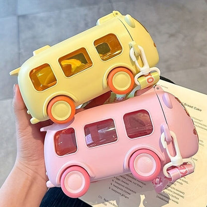 Car Drink Cup Portable Student Cup With SH Cute Water Bottle 17oz MA 500ml/Card Color BPA Free Kids Soft Straw Cup Baby Bus