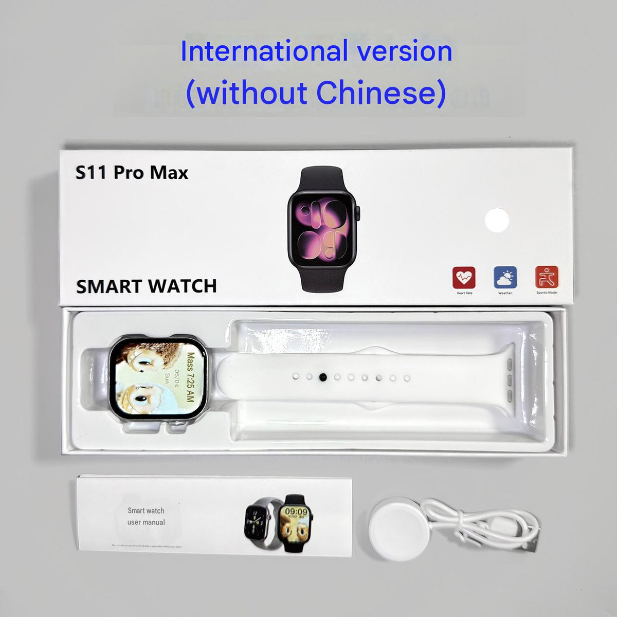 The new Huaqiang North s11max smart watch cross-border foreign trade model defaults to English with 22 languages