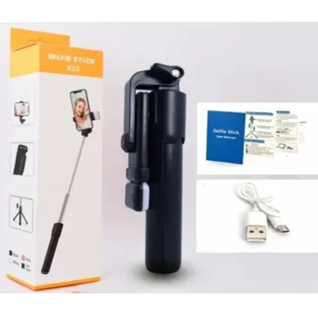 360° Rotating Selfie Stick with Built-in Light, Tripod Mount, and Wireless Operation - Black Plastic Selfie Stick for Group Photos, Travel, and Events, Selfie Stick for Phone, Event Photography, Sleek Design, Durable Construction