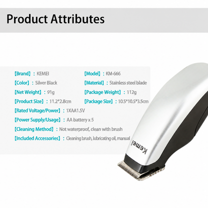 Kemei KM-666 Mini Cordless Hair & Beard Trimmer